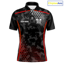 Load image into Gallery viewer, Black And Red Camo Dart Shirt With Pocket Option For Men Custom Dart Jersey TDM5829