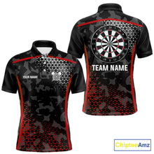 Load image into Gallery viewer, Black And Red Camo Dart Shirt With Pocket Option For Men Custom Dart Jersey TDM5829