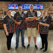 Load image into Gallery viewer, Black And Red Camo Dart Shirt With Pocket Option For Men Custom Dart Jersey TDM5829