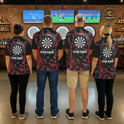 Black And Red Camo Dart Shirt With Pocket Option For Men Custom Dart Jersey TDM5829