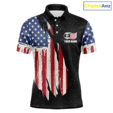 Load image into Gallery viewer, Personalized Grunge American Flag Men's Billiard Shirt Custom 9 Ball Pool Billiard Team Jersey TDM5832