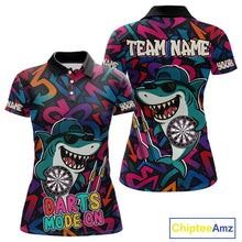 Load image into Gallery viewer, Darts Mode On Funny Shark Graffiti Style Custom Dart Shirts For Women, Dart Jersey Best Darts Outfit TDM4093