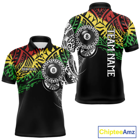Custom tribal 8 ball pool jersey for men with bold billiard graphics and team style.