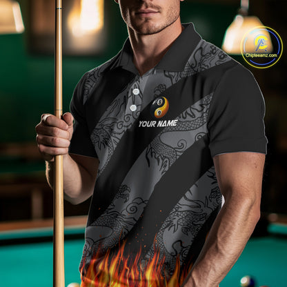 Personalized Flame Ying And Yang 8 Ball & 9 Ball Billiard Shirt For Men, Funny Pool Team Jerseys TDM4278