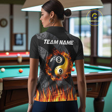 Load image into Gallery viewer, Personalized Flame Ying And Yang 8 Ball &amp; 9 Ball Billiard Shirt For Women, Funny Pool Team Jerseys TDM4278