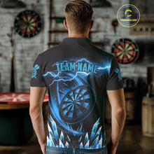 Load image into Gallery viewer, Personalized Blue Icy Lightning Darts Shirt For Men Custom Dart League Team Jersey Polo &amp; 1/4 Zip TDM4465