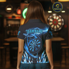 Load image into Gallery viewer, Personalized Blue Icy Lightning Darts Shirt For Women Custom Dart League Team Jersey Polo &amp; 1/4 Zip TDM4465