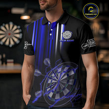 Load image into Gallery viewer, Blue Throwing Skills Loading Custom Darts Shirt For Men With Pocket Option TDM4703