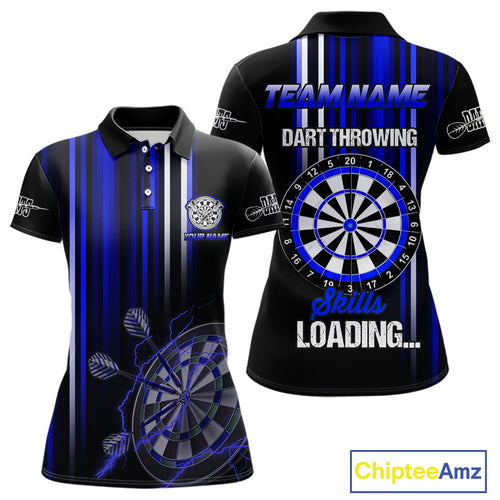 Blue Throwing Skills Loading Custom Darts Shirt For Women With Pocket Option TDM4703