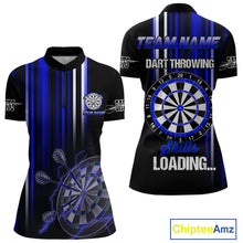 Load image into Gallery viewer, Blue Throwing Skills Loading Custom Darts Shirt For Women With Pocket Option TDM4703