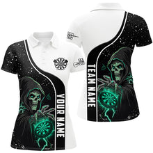 Load image into Gallery viewer, Turquoise Death Skeleton Darts Women Polo &amp; Quarter-Zip Custom Darts Shirts For Team Darts Jerseys TDM2627