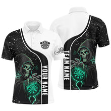 Load image into Gallery viewer, Turquoise Death Skeleton Darts Men Polo &amp; Quarter-Zip Custom Darts Shirts For Team Darts Jerseys TDM2627