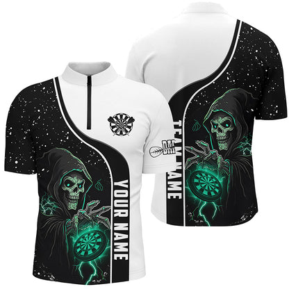 Turquoise Grim Reaper Darts Men Polo & Quarter-Zip Custom Darts Shirts For Team Darts Jerseys TDM2627