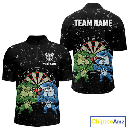 Personalized Funny Shark And Alligator Darts Shirt For Men Custom Darts Team Jersey, Darts Gifts TDM4900