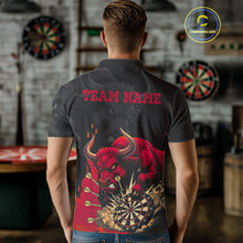Load image into Gallery viewer, Black And Red Funny Bull Darts Shirt For Men Custom Dart Jersey Team Polo &amp; 1/4 Zip TDM5124
