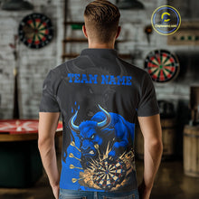 Load image into Gallery viewer, Black And Blue Funny Bull Darts Shirt For Men Custom Dart Jersey Team Polo &amp; 1/4 Zip TDM5125