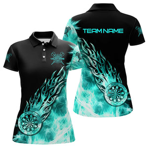 Black And Turquoise Light Icy Women Darts Polo & Quarter Zip Custom Dart Shirts For Team Dart Jerseys TDM3344