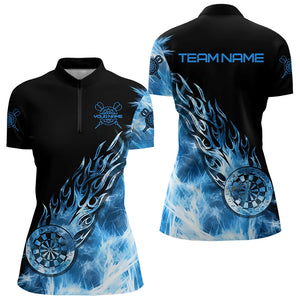 Black And Blue Light Icy Women Darts Polo & Quarter Zip Custom Dart Shirts For Team Dart Jerseys TDM3345