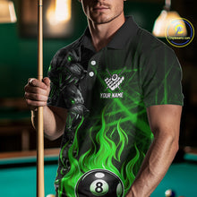 Load image into Gallery viewer, Personalized Wolf Flaming 8 Ball Pool Fire Men Billiard Shirts Team League Billiard Jerseys |Green TDM5596