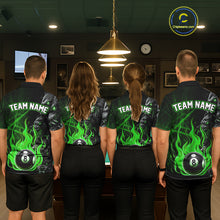 Load image into Gallery viewer, Personalized Wolf Flaming 8 Ball Pool Fire Men Billiard Shirts Team League Billiard Jerseys |Green TDM5596