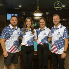 Load image into Gallery viewer, Grunge American Flag 9 Ball Billiard Shirt For Men Custom Patriotic Pool Team Jersey Polo, 1/4 Zip TDM5598