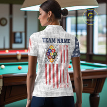 Load image into Gallery viewer, Grunge American Flag 9 Ball Billiard Shirt For Women Custom Patriotic Pool Team Jersey Polo, 1/4 Zip TDM5598