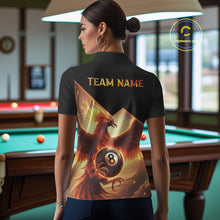 Load image into Gallery viewer, Orange 8 Ball Flame Phoenix Billiard Shirt For Women Custom Pool Team Jersey Polo &amp; Quarter Zip TDM5603