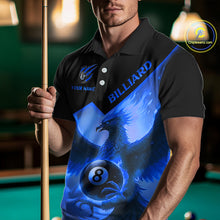 Load image into Gallery viewer, Blue 8 Ball Flame Phoenix Billiard Shirt For Men Custom Pool Team Jersey Polo &amp; Quarter Zip TDM5604