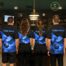 Load image into Gallery viewer, Blue 8 Ball Flame Phoenix Billiard Shirt For Men Custom Pool Team Jersey Polo &amp; Quarter Zip TDM5604