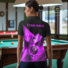 Load image into Gallery viewer, Purple 8 Ball Flame Phoenix Billiard Shirt For Women Custom Pool Team Jersey Polo &amp; Quarter Zip TDM5605