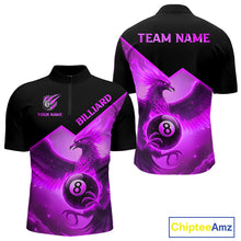 Load image into Gallery viewer, Purple 8 Ball Flame Phoenix Billiard Shirt For Men Custom Pool Team Jersey Polo &amp; Quarter Zip TDM5605