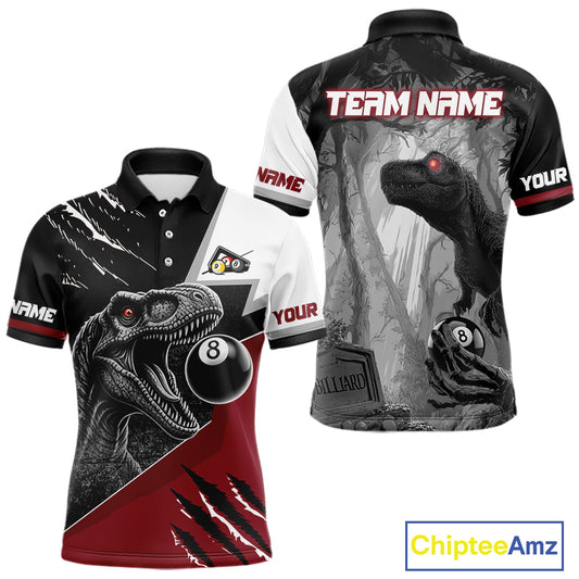 Personalized 8 Ball Pool Sauropod Billiard Shirts For Men Custom Billiard Team Jerseys |Red TDM5606