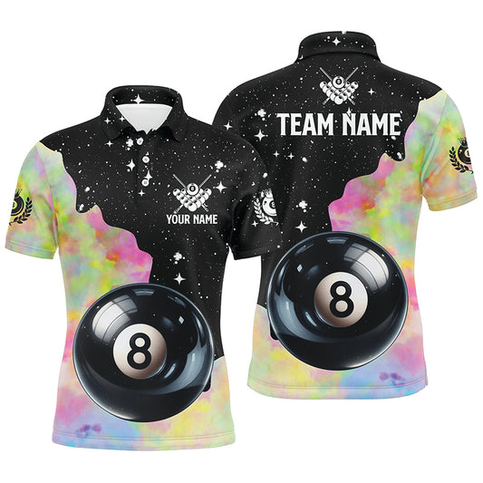 Personalized Colorful 8 Ball Pool Men Billiard Polo Shirts, Team League Billiard Shirts TDM1016