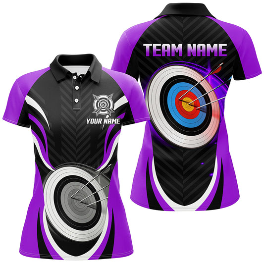 Purple Archery Jerseys Personalized Archery 3d Target Custom Women Polo Shirts, Best Archery Outfits TDM1019