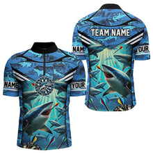 Load image into Gallery viewer, Blue 3D Shark Custom Ocean Camo Darts Shirts For Men Custom Dart Jersey TDM3515