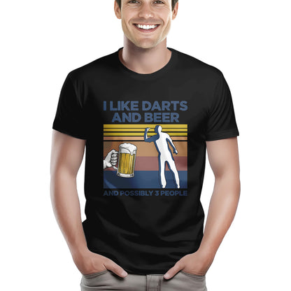 Funny Retro Darts Shirts I Like Darts And Beer And Possibly 3 People T-Shirts, Darts Player Gifts TDM3937