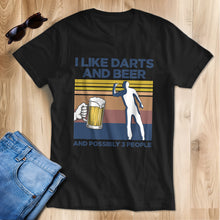 Load image into Gallery viewer, Funny Retro Darts Shirts I Like Darts And Beer And Possibly 3 People T-Shirts, Darts Player Gifts TDM3937