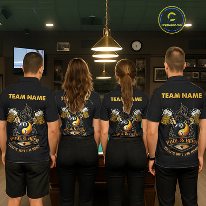 Funny DNA Yin-Yang Billiard Shirt For Women Custom Pool & Beer That's Why I'm Here Billiard Jersey TDM6446