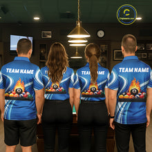 Load image into Gallery viewer, Personalized Blue Billiard Jersey For Women Custom Flame 8 Ball Pool Billiard Shirt Polo &amp; 1/4 Zip TDM6448