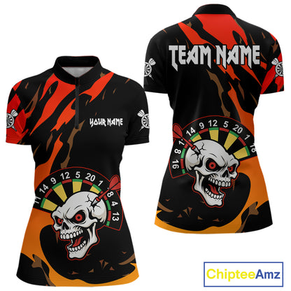 Funny Skull Dart Shirts With Pocket Option For Women Custom Dart Team Jersey TDM4098