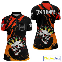 Load image into Gallery viewer, Funny Skull Dart Shirts With Pocket Option For Women Custom Dart Team Jersey TDM4098