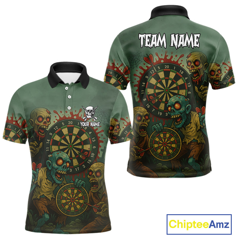 Funny Zombie Darts Shirt For Men Custom Darts Jerseys Team Polo & Quarter Zip, Darts Gifts TDM4282
