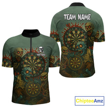 Load image into Gallery viewer, Funny Zombie Darts Shirt For Men Custom Darts Jerseys Team Polo &amp; Quarter Zip, Darts Gifts TDM4282