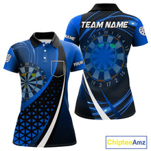 Load image into Gallery viewer, Black Blue Lights Custom Dart Shirt With Pocket Option For Women, Dart Jersey TDM4283