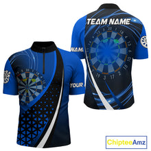 Load image into Gallery viewer, Black Blue Lights Custom Dart Shirt With Pocket Option For Men, Dart Jersey TDM4283