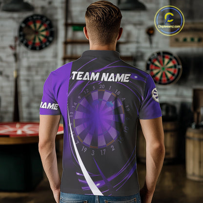 Black And Purple Dart Shirt With Pocket Option For Men Custom Dart Jersey TDM4284