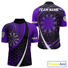 Load image into Gallery viewer, Black And Purple Dart Shirt With Pocket Option For Men Custom Dart Jersey TDM4284
