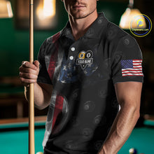 Load image into Gallery viewer, Customized Vintage Smoke US Flag Ball Billiard Shirt For Men, 8 Ball &amp; 9 Ball Patriotic Pool Jersey TDM4467