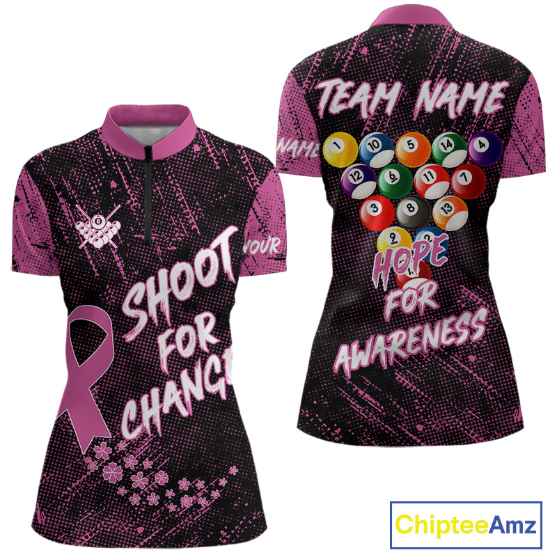 Shoot For Change Breast Cancer Awareness Billiard Shirt For Women Custom Pink Ribbon Billiard Jersey TDM4468