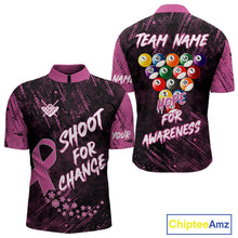 Load image into Gallery viewer, Shoot For Change Breast Cancer Awareness Billiard Shirt For Men Custom Pink Ribbon Billiard Jersey TDM4468